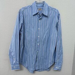 Comme Si La Shirt Classica Cotton Poplin Striped Executive Blue